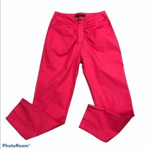 Zara Basic front zip pocketed dark pink ankle pants